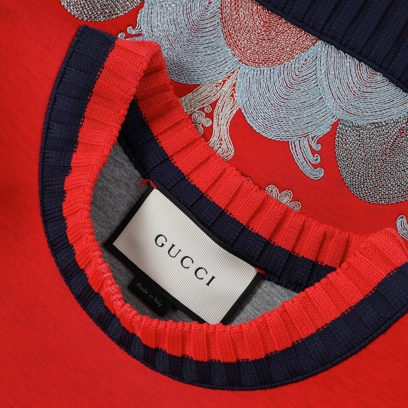 Gucci red viscose jersey  embroidered  sweater S - Picture 7 of 7